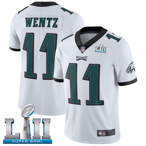 Men Philadelphia Eagles #11 Carson Wentz White Vapor Untouchable NFL Jersey Limited Player Super Bowl LII->philadelphia eagles->NFL Jersey